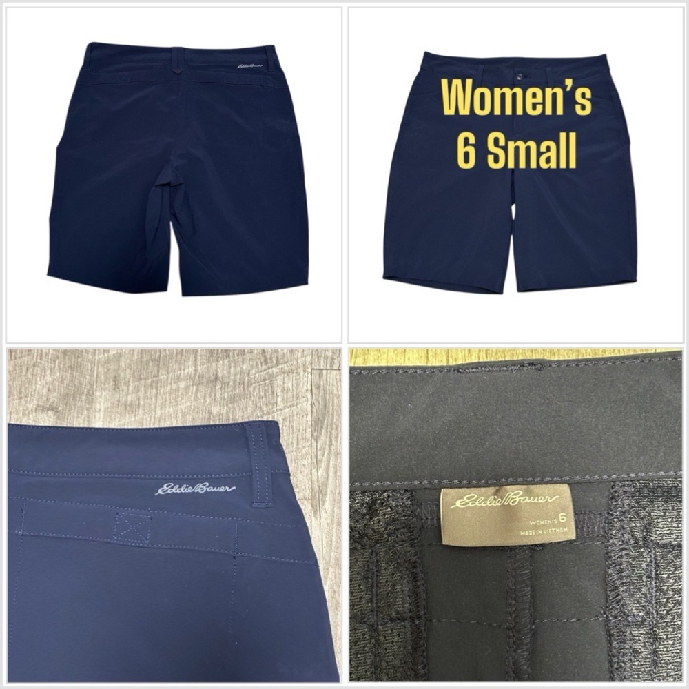 Women's Eddie Bauer 6 Small Shorts Chino Khakis Navy Blue Stretch Active Golf